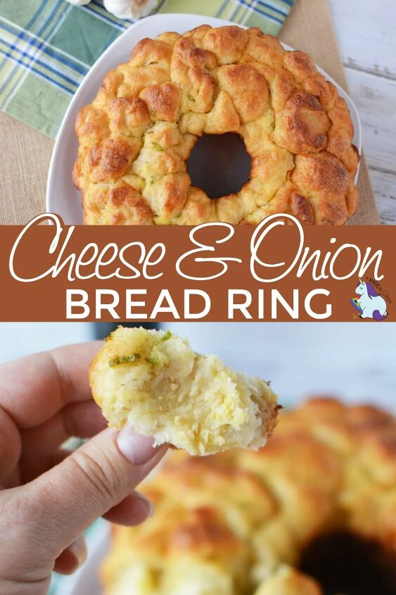 pull apart cheese bread recipe, Cheesy pull apart bread ring and holding a piece of it