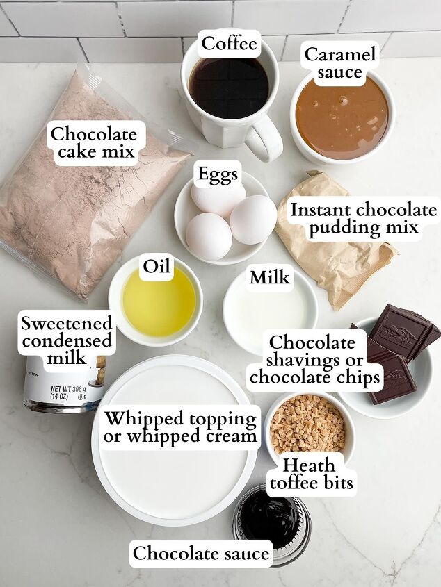 chocolate caramel poke cake ingredients