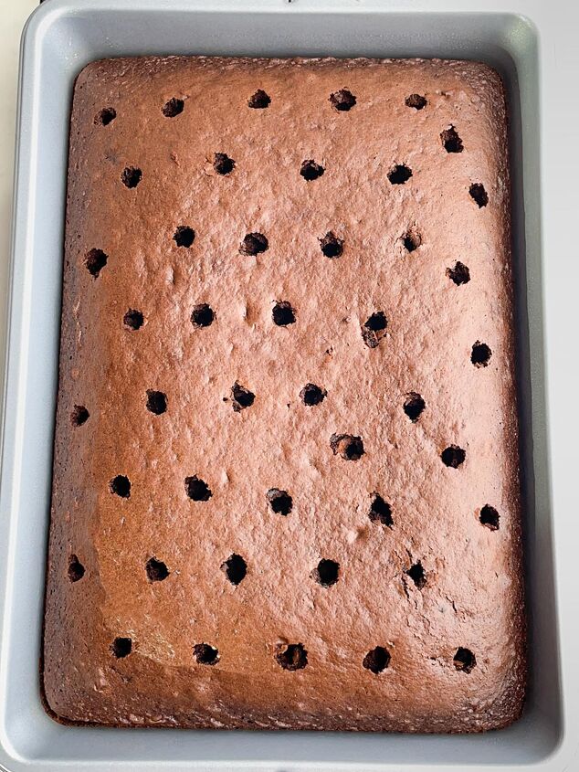 chocolate cake with holes on top