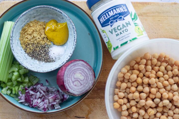 easy quick and delicious vegan tuna mayo salad tastes better than, Ingredients for Chickpea Tuna