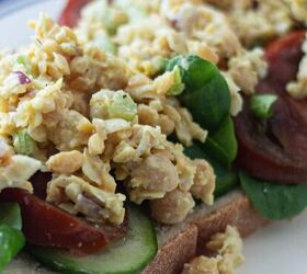 easy quick and delicious vegan tuna mayo salad tastes better than, Close up of vegan tuna