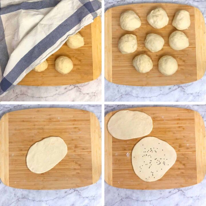 homemade naan recipe easy no knead recipe video, divide and roll