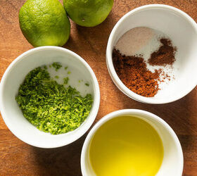 Ingredients for the lime vinaigrette fresh limes lime zest olive oil salt chili powder chipotle chili power