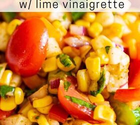 PINTEREST IMAGE Easy Corn Salad Recipe with fresh vegetables tomatoes jicama cucumber corn peppers and cilantro
