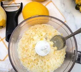 how to make lemon sugar to flavor desserts and drinks, Pulse to chop the lemon peel