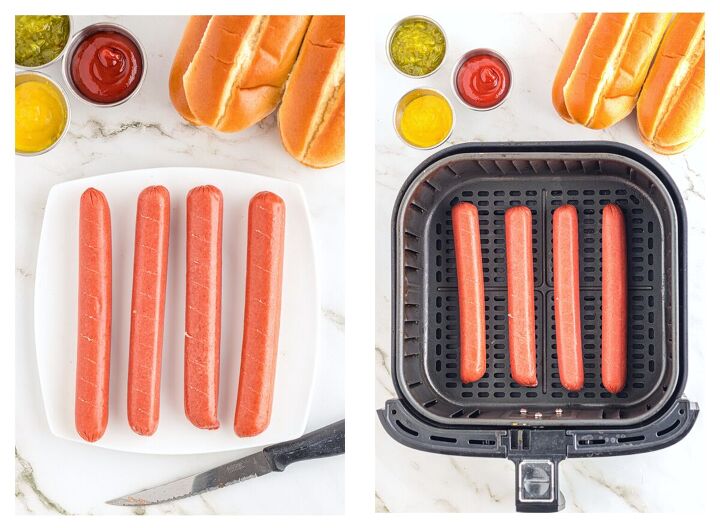 air fryer hot dogs, Preparing hot dogs for air fryer