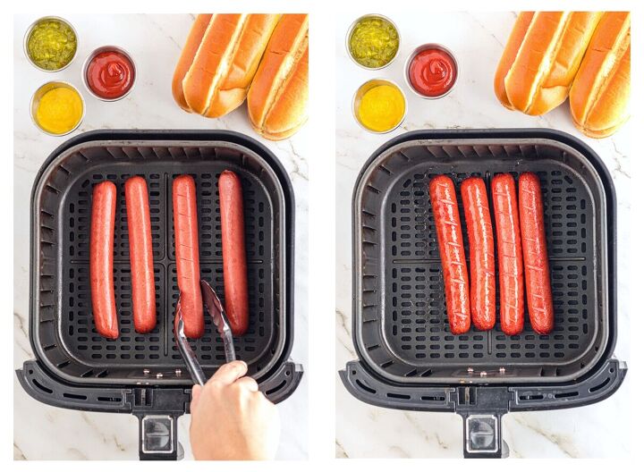 air fryer hot dogs, Flipping hot dogs in air fryer