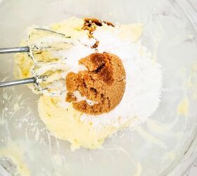 red white and blue cheesecake dip recipe, Brown sugar butter and cream cheese in a mixing bowl