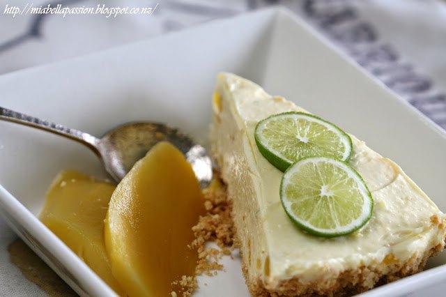 unbaked mango lime cheesecake