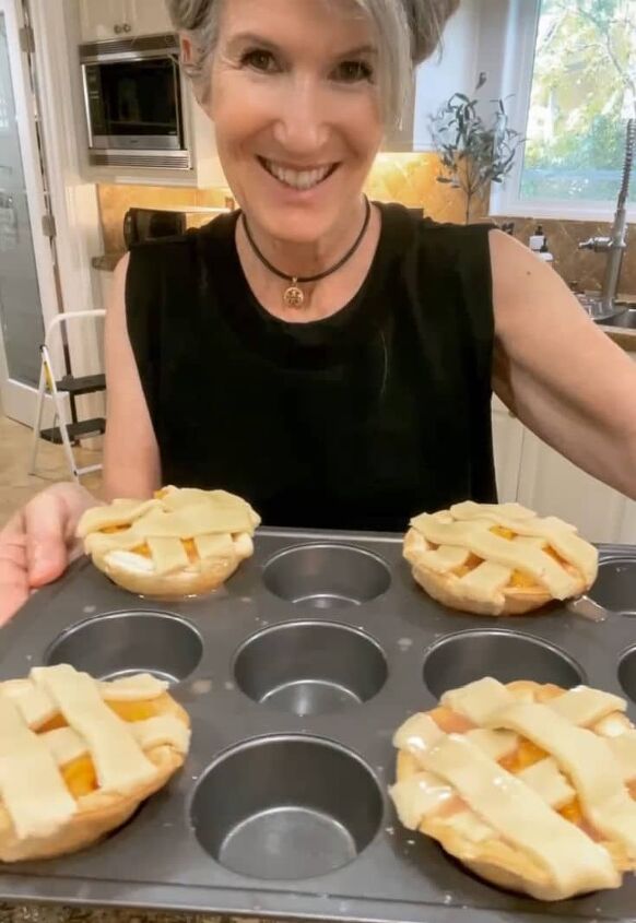 how to make a spectacular peach pie the easy way, mini peach pies made with homemade peach filling and sugar cookie dough