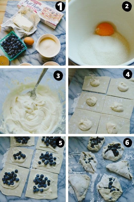 easy blueberry puff pastry turnovers, Process shots for puff pastry blueberry turnovers