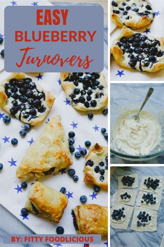 easy blueberry puff pastry turnovers, Pinterest image for puff pastry blueberry turnovers