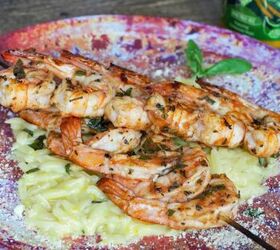 greek grilled shrimp with basil orange orzo, Grilled Mediterranean shrimp skewers with orzo pasta
