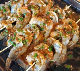 greek grilled shrimp with basil orange orzo, Mediterranean shrimp skewers
