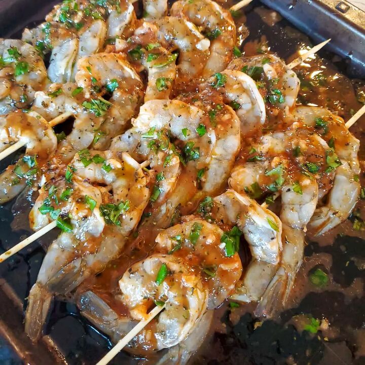 greek grilled shrimp with basil orange orzo, Mediterranean shrimp skewers