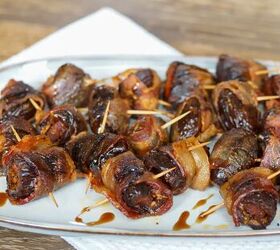grilled bacon wrapped dates devils on horseback, Spanish tapas style dates wrapped in bacon