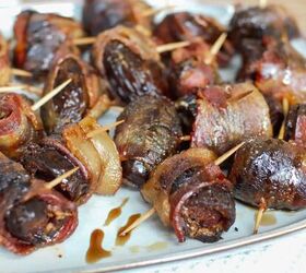 grilled bacon wrapped dates devils on horseback, Grilled dates wrapped in bacon and stuffed with goat cheese and chorizo
