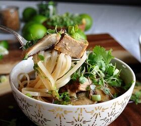 Thai Style Pork Soup with Rice Noodles Chunks of tender pork vegetables and rice noodles are simmered in a rich shiitake mushroom broth that s flavored with lemon grass cilantro and Thai spices