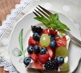easy and delicious fruit pizza a family favorite, Fruit pizza square on plate