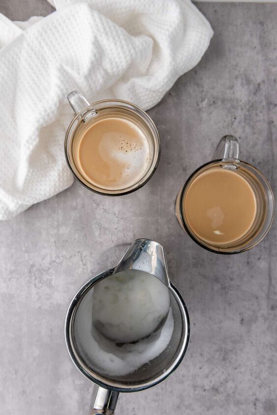 delicious vanilla latte recipe to make at home, Add Milk to Vanilla Latte Recipe