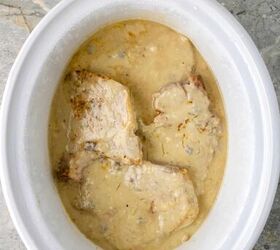easy crock pot pork chops and gravy, Chops are ready to eat