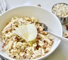 authentic bircher muesli the original overnight oats, while bowl with overnight oats apple slices and spoon