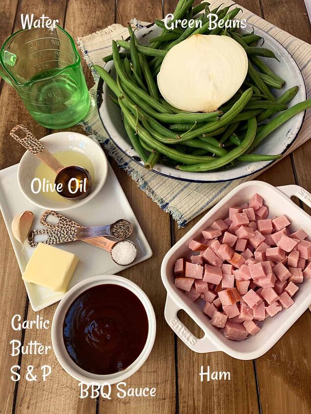 barbequed green beans with ham, Ingredients for beans and ham recipe