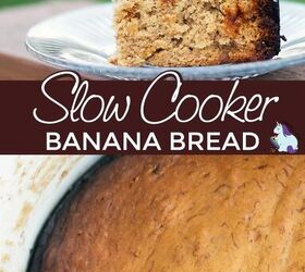 slow cooker banana bread, Banana bread in the slow cooker and on a plate