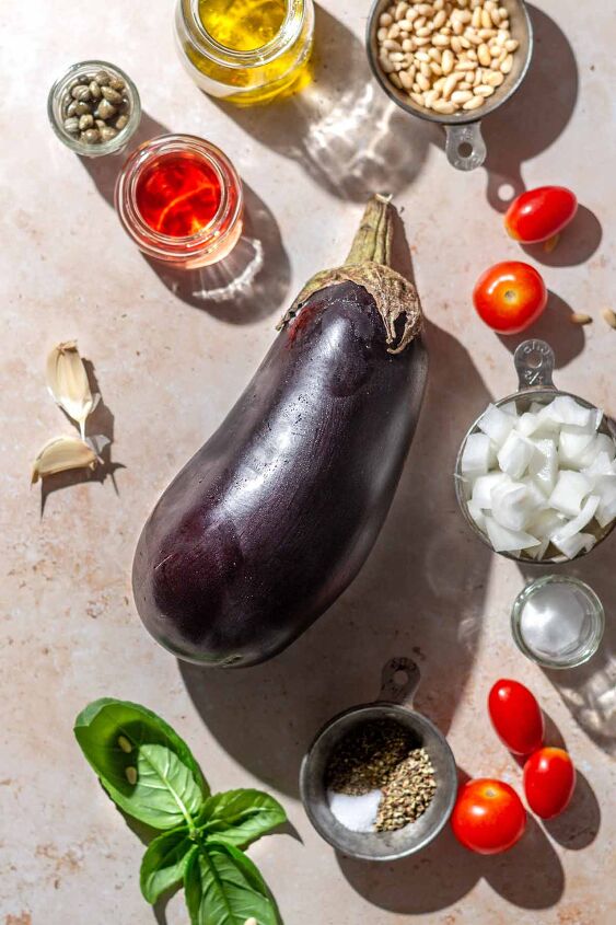 mediterranean roasted eggplant with tomatoes, ingredients