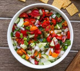 garden fresh salsa, bowl of fresh garden salsa with chips and habanero peppers