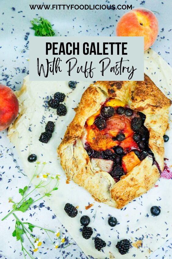 peach galette with puff pastry, Pinterest image for peach galette with puff pastry