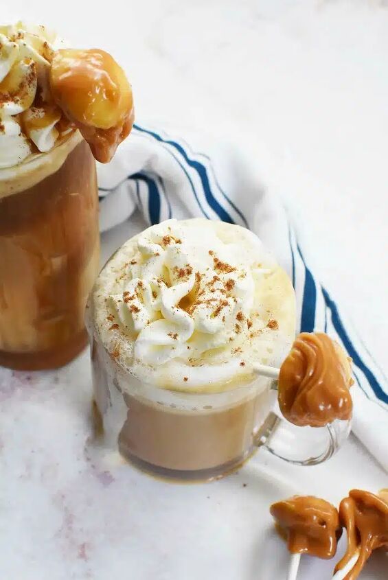 caramel apple latte hot or iced recipe, Caramel Apple lattes
