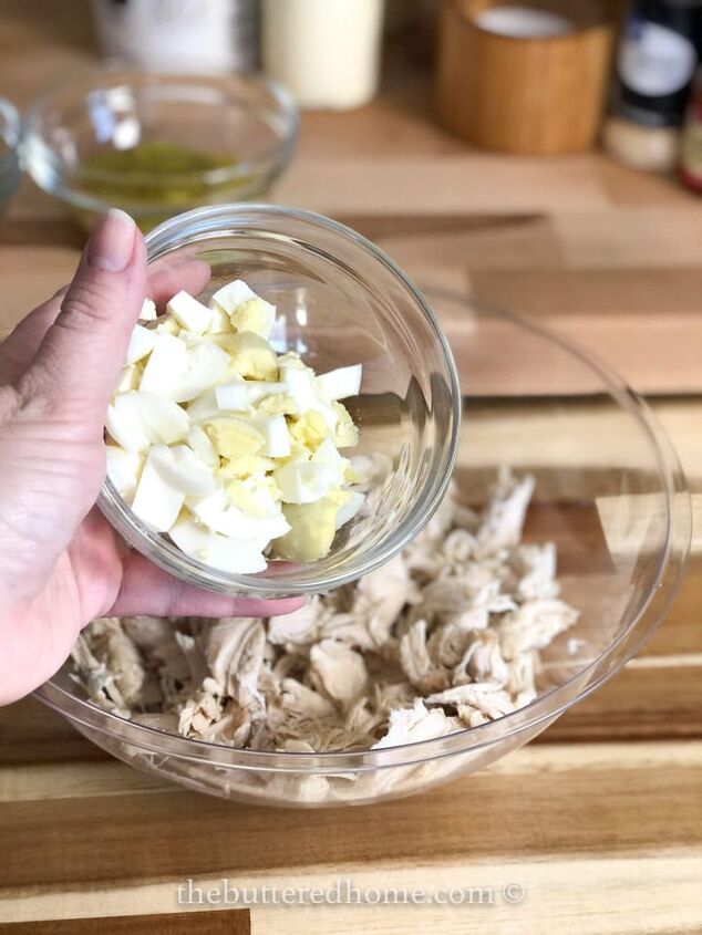 southern dill chicken salad, adding chopped boiled eggs
