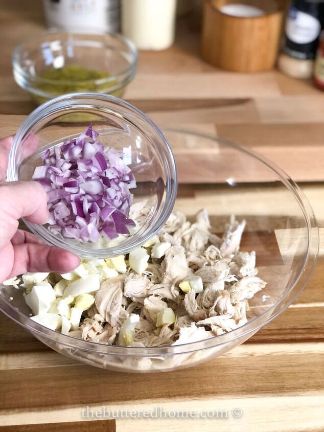 southern dill chicken salad, adding chopped red onion