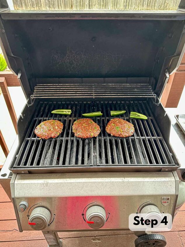 southwest burger with chipotle mayo, Three southwest burger patties cooking on a grill