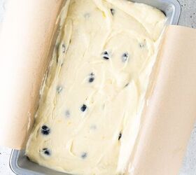 the best lemon blueberry pound cake loaf, Pour the cake batter into the prepared loaf pan