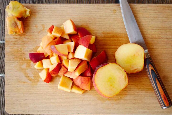 easy peach syrup recipe peach simple syrup, preparing the peaches