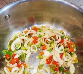 the best most simple ratatouille recipe ever, Sweat onions garlic peppers 5 min