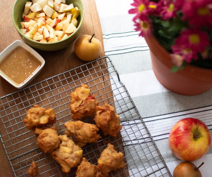 apple fritters with apple coffee drizzle