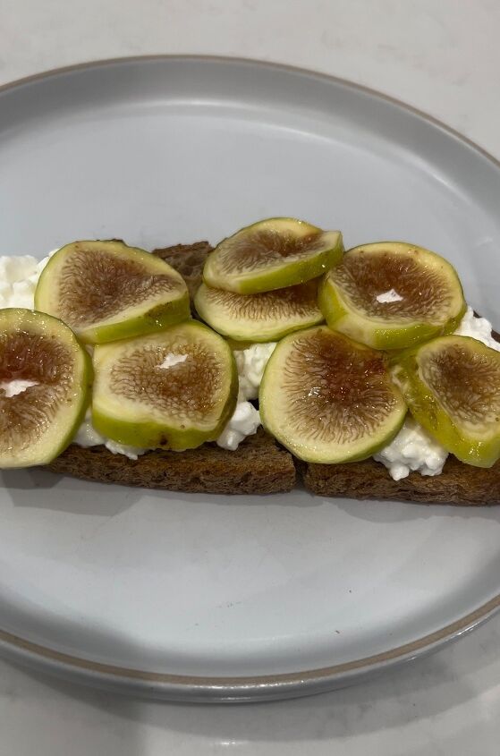 fig honey cottage cheese toast with pistachios