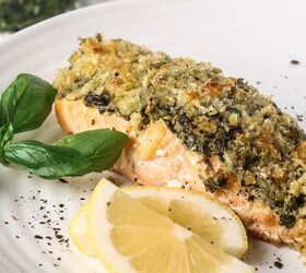 <b>Our dinner suggestion:</b> Pesto crusted salmon