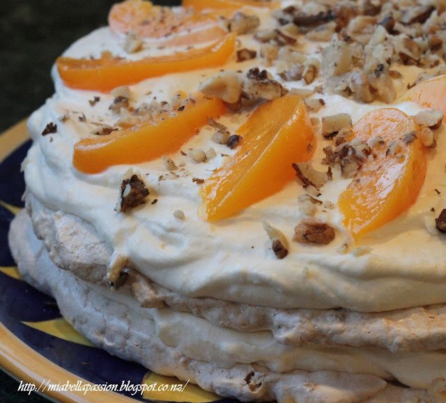 walnut peach meringue torte
