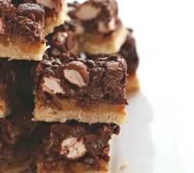 With a buttery layer of shortbread, rich oozing caramel, and fluffy rice cereal infused with marshmallows and chocolate, these bars are a dream come true!