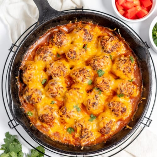 quick instant pot beef stew, Enchilada meatballs cooked in a skillet
