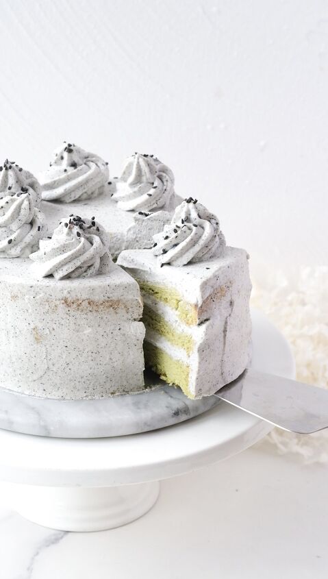 matcha and black sesame chiffon cake