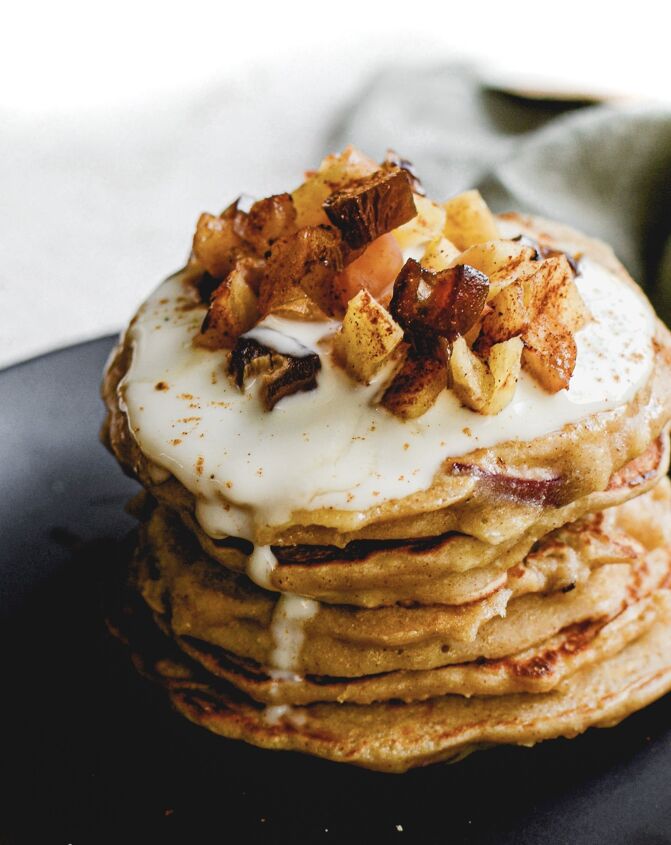 cinnamon pancakes with spiced plums