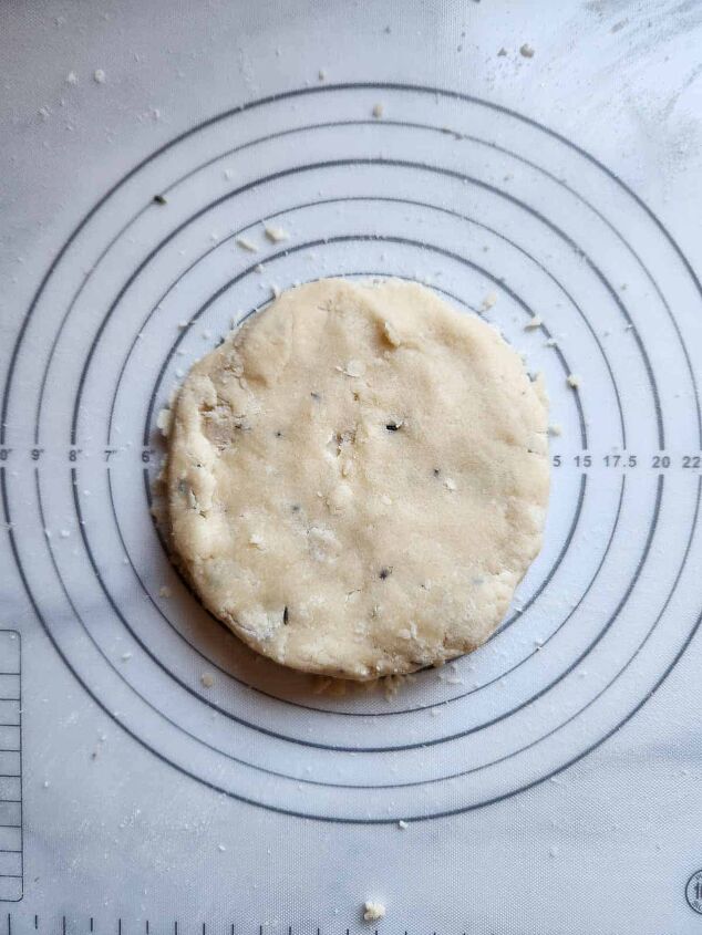 lemon lavender shortbread cookies, Lemon lavender shortbread dough on a baking mat