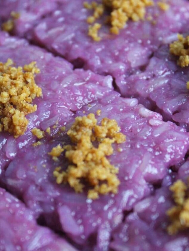 easy ube cupcakes, purple biko recipe with latik