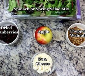 apple spinach salad with cranberries and feta, apple spinach salad ingredients