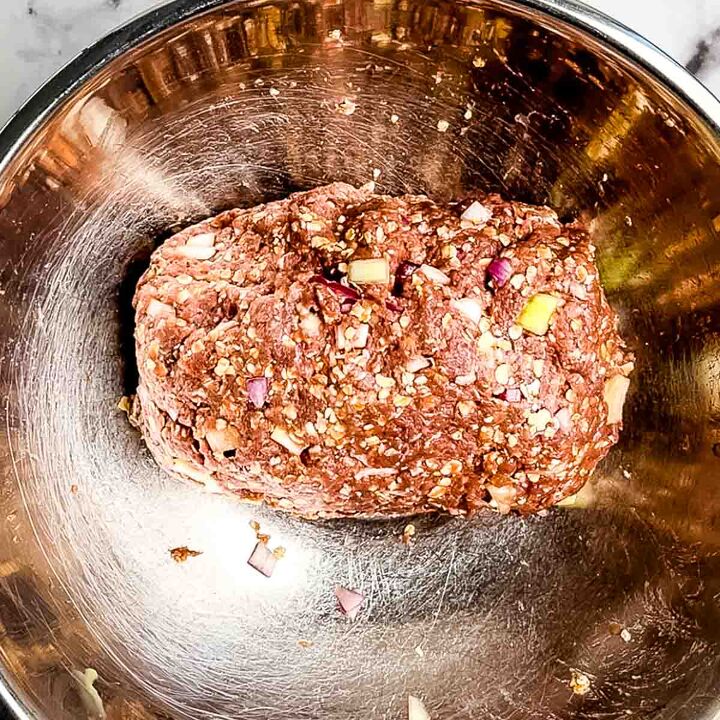 meatloaf recipe with bbq sauce and brown sugar, The meatloaf mixed really well together in a large stainless steel bowl